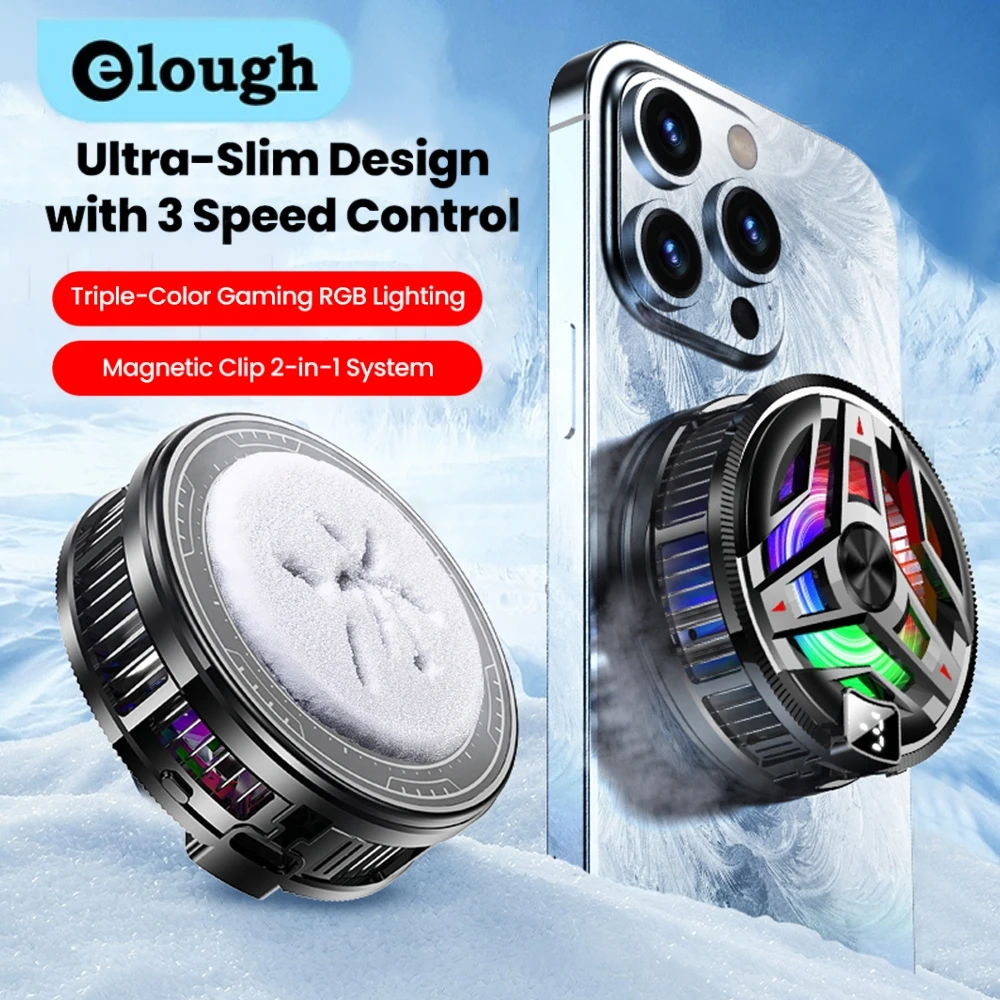 Elough FC68 الهاتف المحمول مبرد الثلج المغناطيسي مروحة التبريد المبرد ل PUBG الألعاب الخلفي كليب بالوعة الحرارة باردة للهواتف الذكية #1
