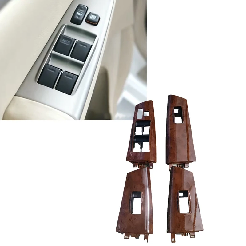 Car Window Lock Glass Lift Switch Panel Cover 74232-02E60-B0 74231-02E00 For Toyota Corolla 2007-2013 Wood Grain LHD-Boom