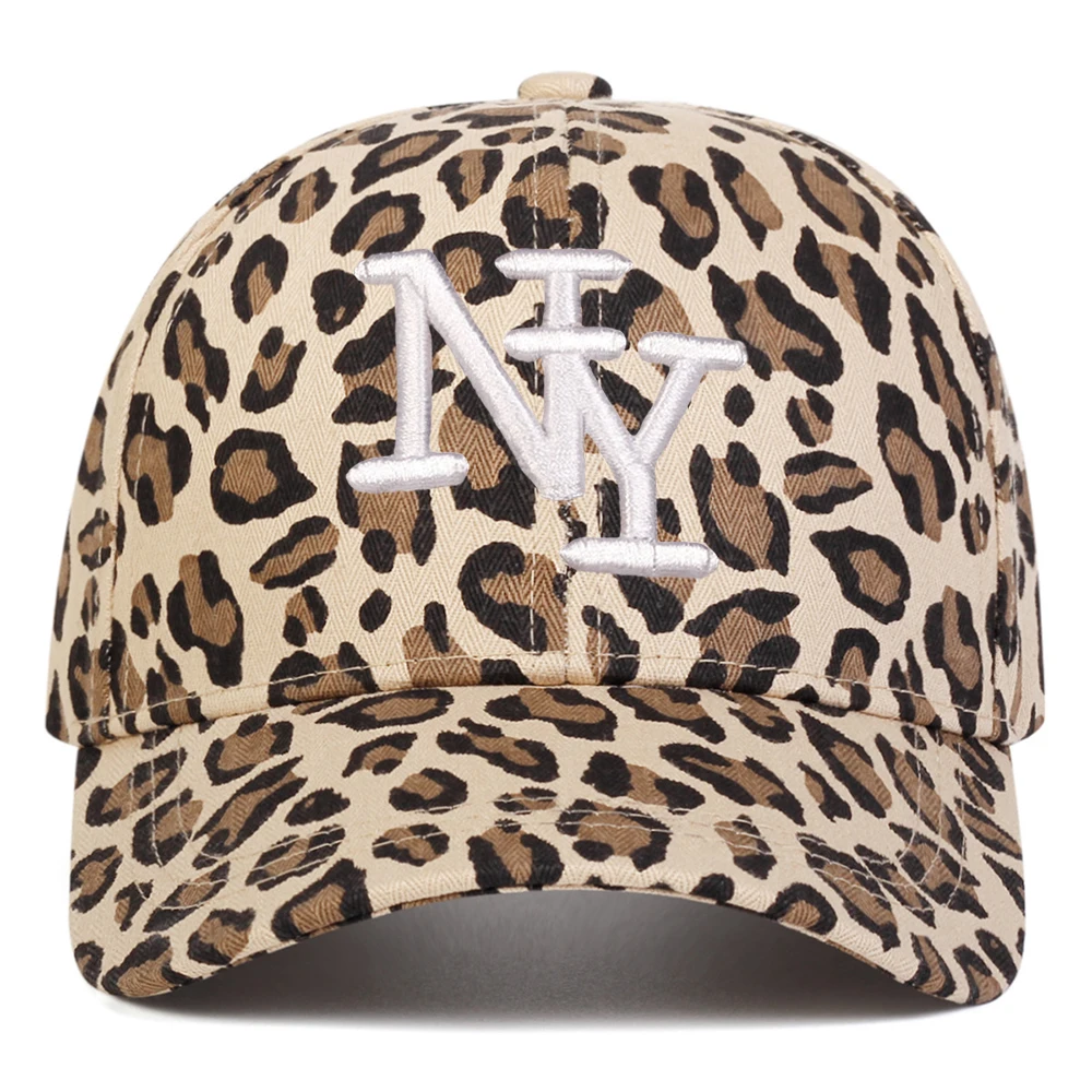 1 قطعة قبعة بيسبول مطرزة بحروف الفهد في نيويورك للنساء ، قبعة عصرية للشارع غير رسمية لفصل الربيع والخريف والسفر والعطلات