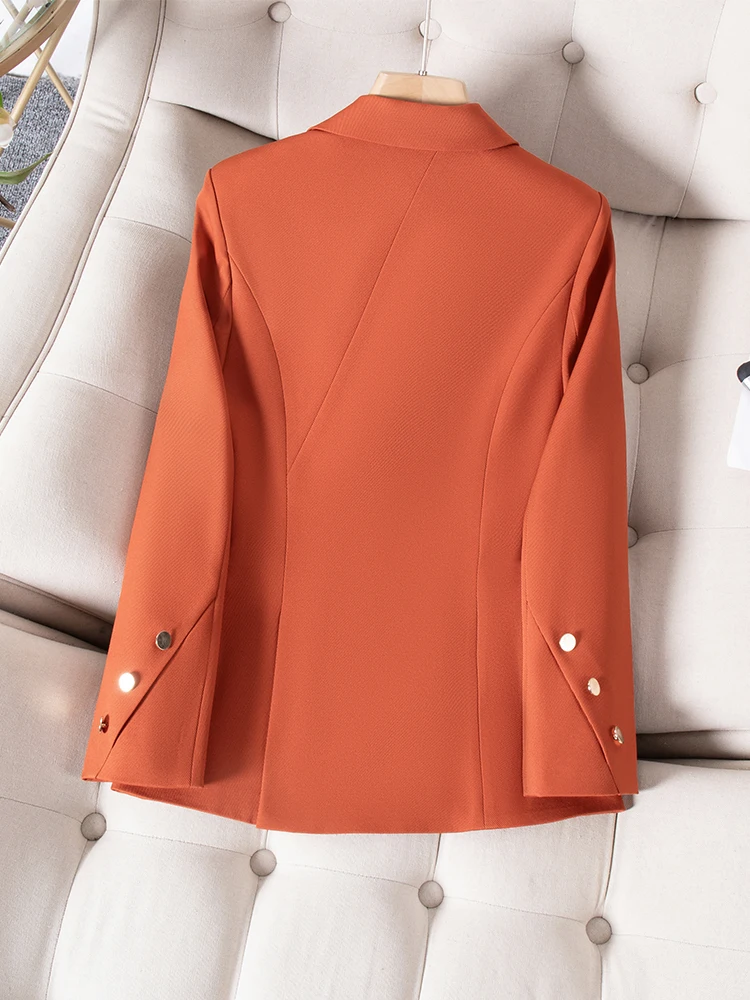 Fashion Women Formal Blazer Orange Khaki Black Female Office Ladies Long Sleeve Business Work Wear Jacket For Autumn Winter