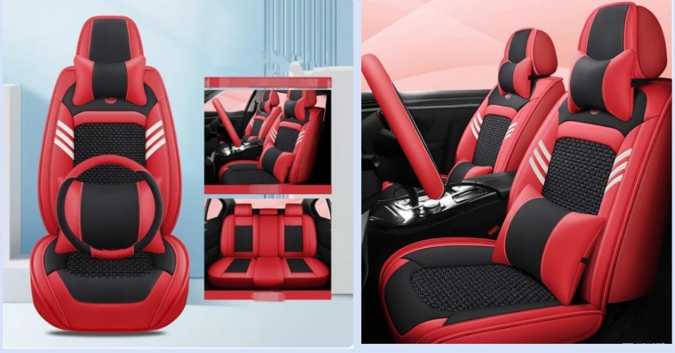 

Front and Back car seat covers + Steering wheel cover for KIA Seltos 2025-2019 High quality breathable seat cushion seat case