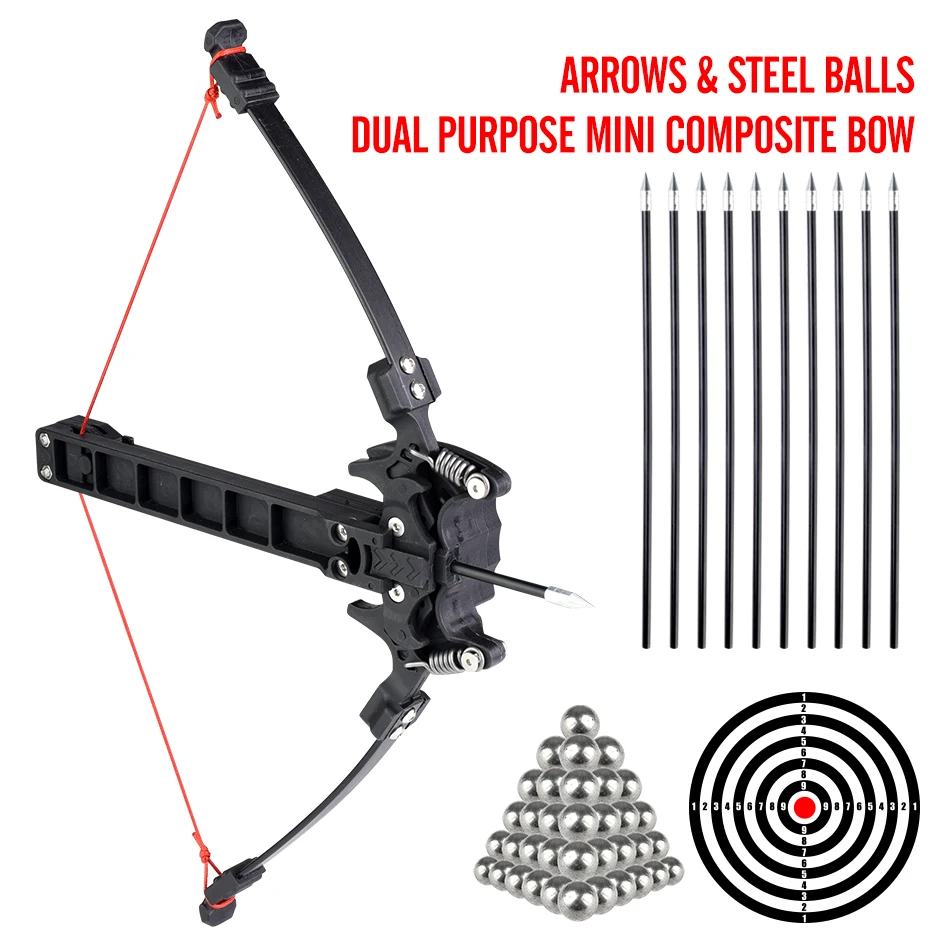 18 Series Steel Ball/Arrow Dual-Purpose Bow, Foldable and Easy to Store, Outdoor Hunting and Shooting mini Bow and Arrow Set