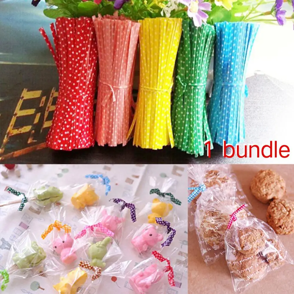 100pcs Christmas Wire Metallic Twist Ties for Candy Bag Baking Packaging Fasteners Sealing Cake bag fastening Pops ornament