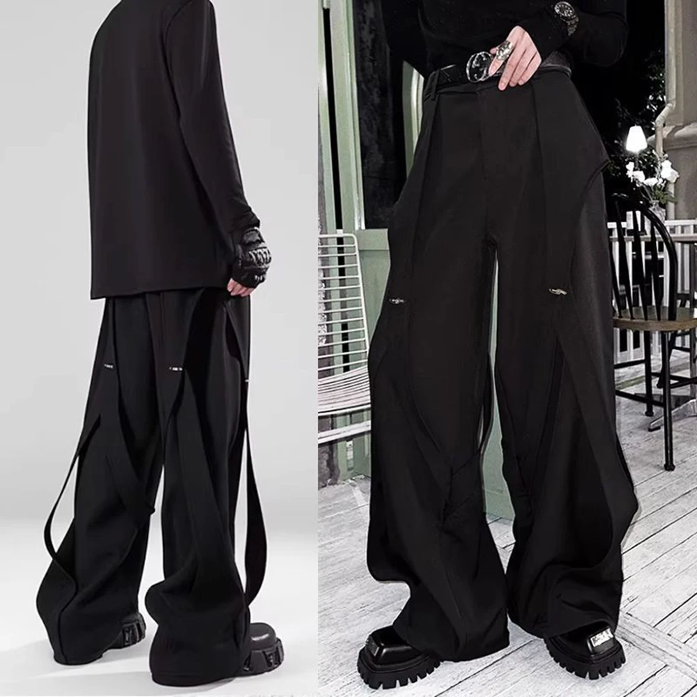 

2026 Summer New Men's Patchwork Trousers Unisex American Retro Fashion Trend High Street Loose Casual Simple Men's Bottoms