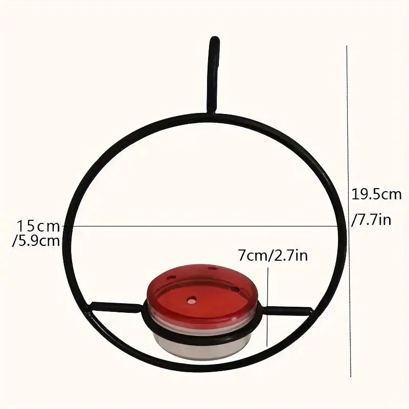 New 1pcs Metal Hanging Hummingbird Feeder With Red Glass Bottles, Transparent Design & Perches - No Electricity/Battery Needed