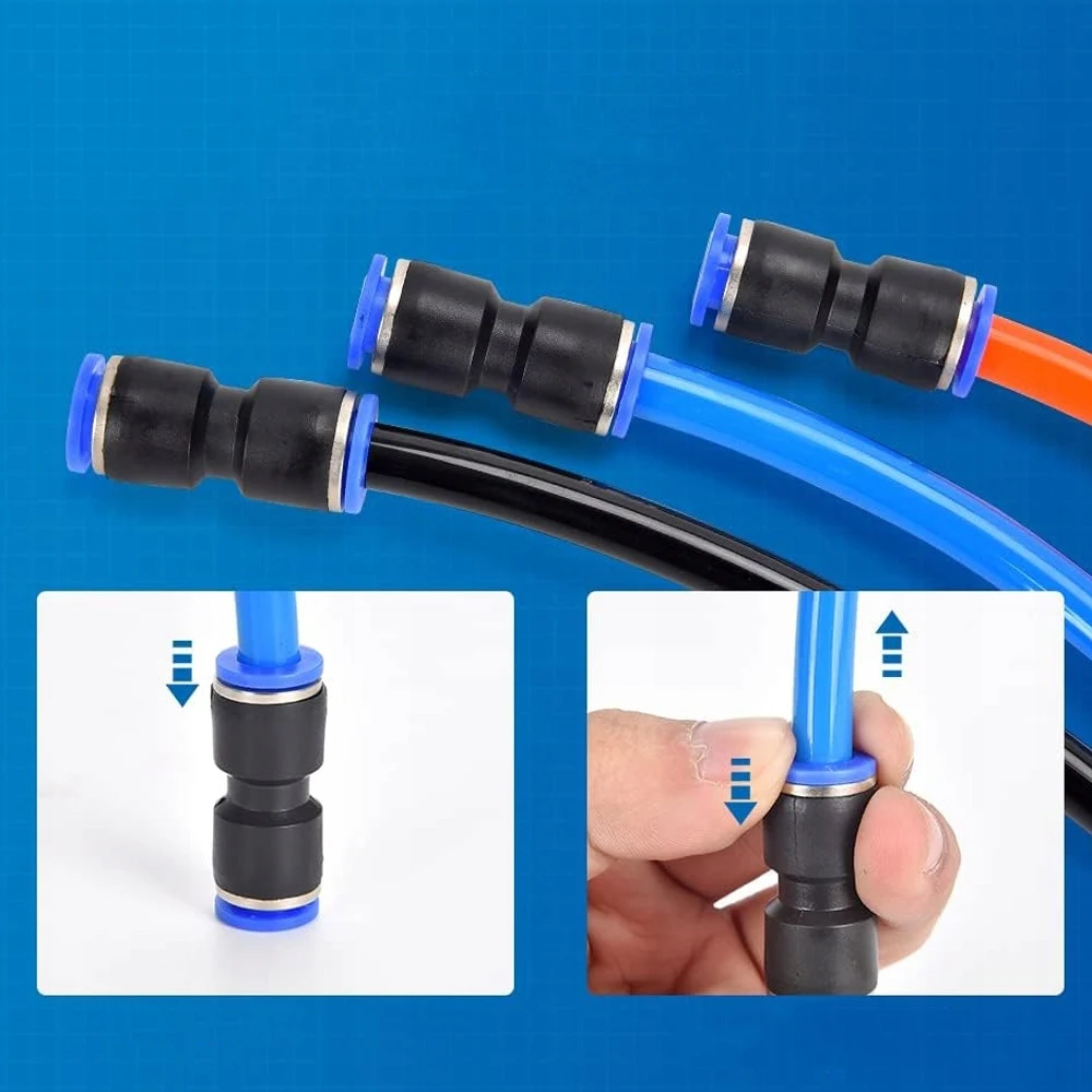 60pcs Box Pneumatic Fitting Straight Push Plastic Connector 4/6/8/10/12mm Trachea Connector PU Air Hose Tube