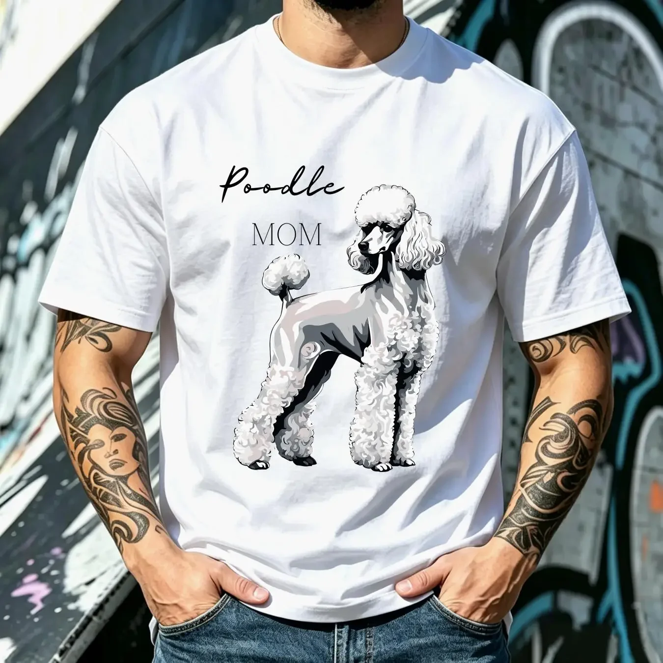 washed T Shirt Silver royal poodle mom lover vintage Classic long or short sleeves vintage Washed Stretched fashion Unisex