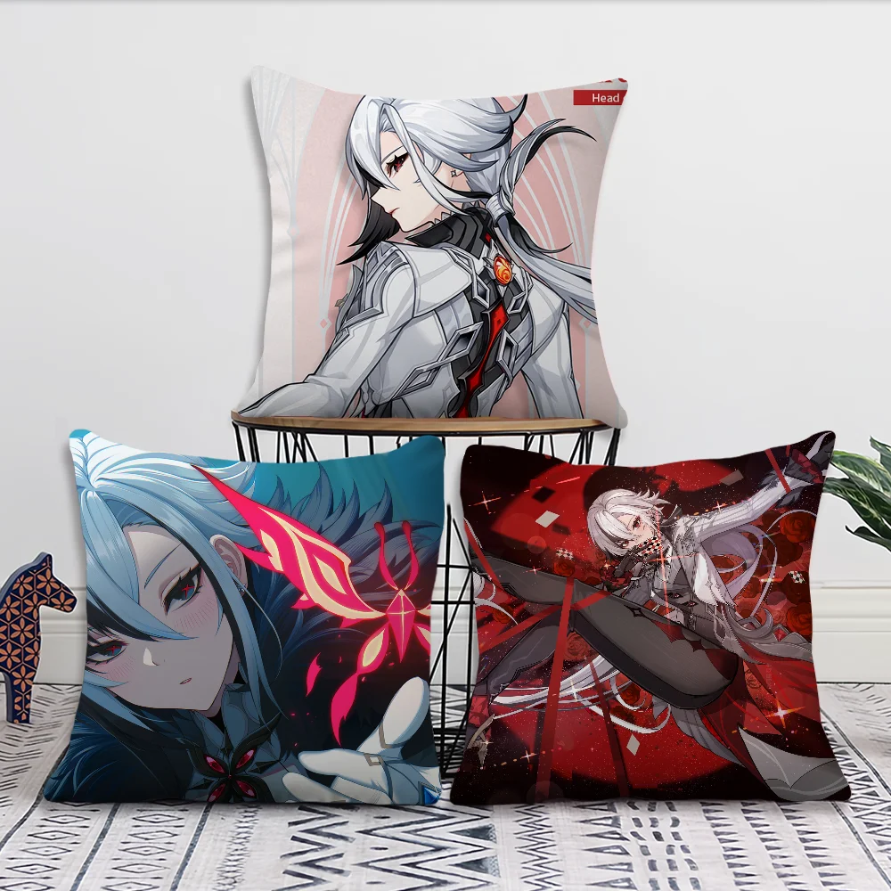 Game Genshin Impact Fatui Arlecchino Pillow Case Home Sofa living Room Office Shop Cover Comfort Decoration Nordic Simplicity