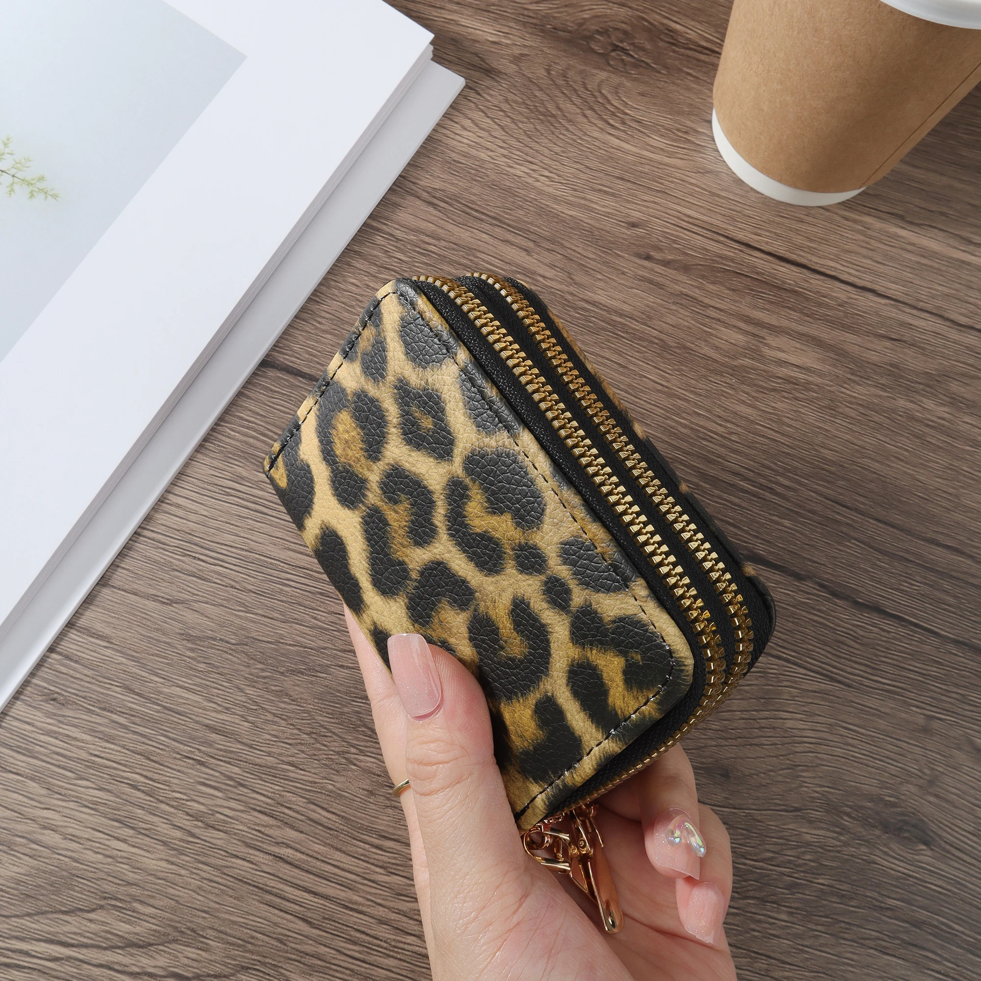 Versatile Double Zipper Credit Card Holder Bag, Trendy Card Short Wallet, Multi Card Slots Coin Purse