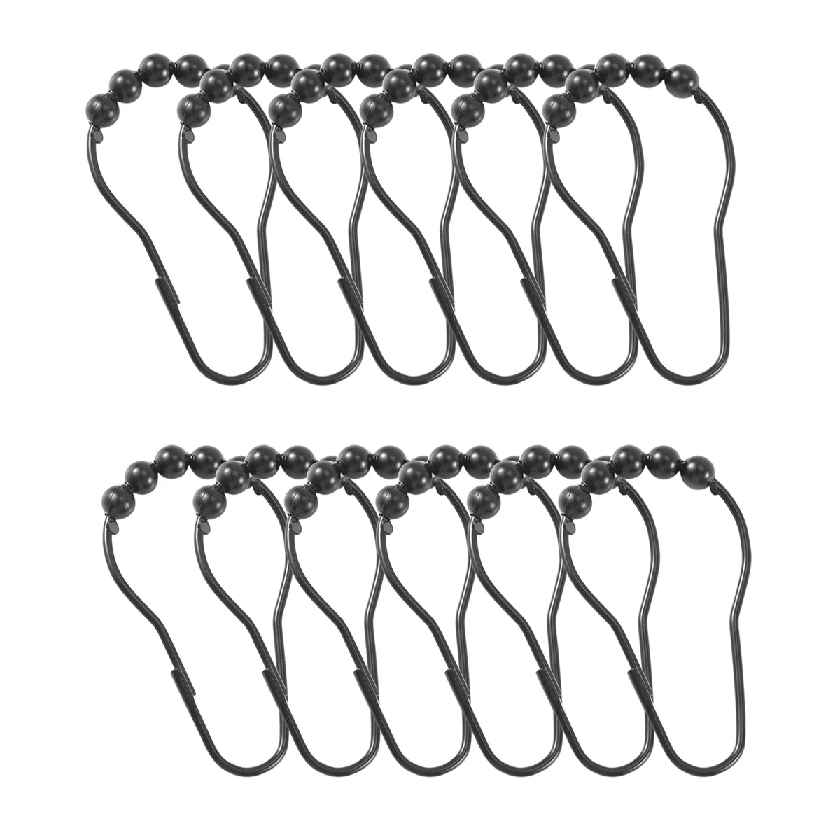 Shower Curtain Hooks Rings Metal Shower Curtain Hooks Rings for Bathroom Shower Rods Curtains Set of 12 Black