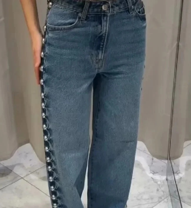 من المألوف فضفاض الجينز برشام تصميم الصيف وصول جديد عبر الحدود نمط الخصر الأوسط #1