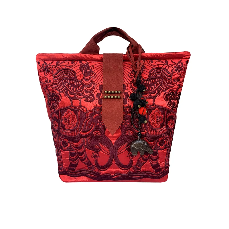 Red women bags Bridal bags Fashion canvas Wedding bag Chinese style Shoulder crossbody bag Embroidery ethnic bags Tote bag