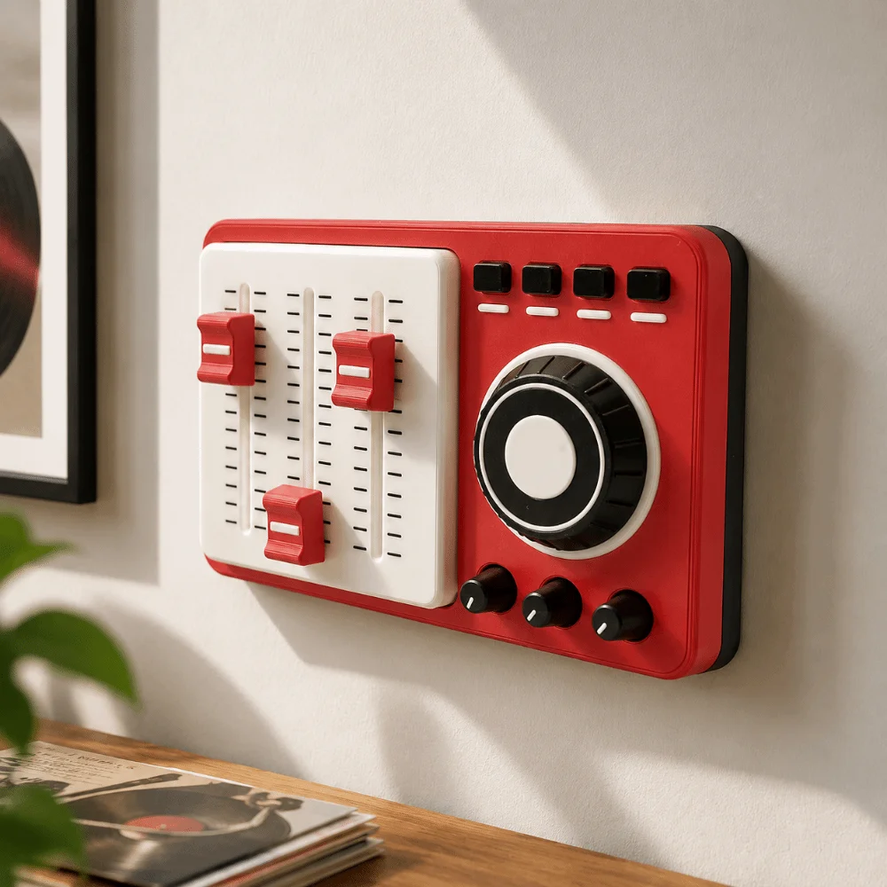 3 Switches Light Switch Guard Covers Creative 3D Printed Mixing Console Shaped Switch Cover Self-Adhesive Vintage