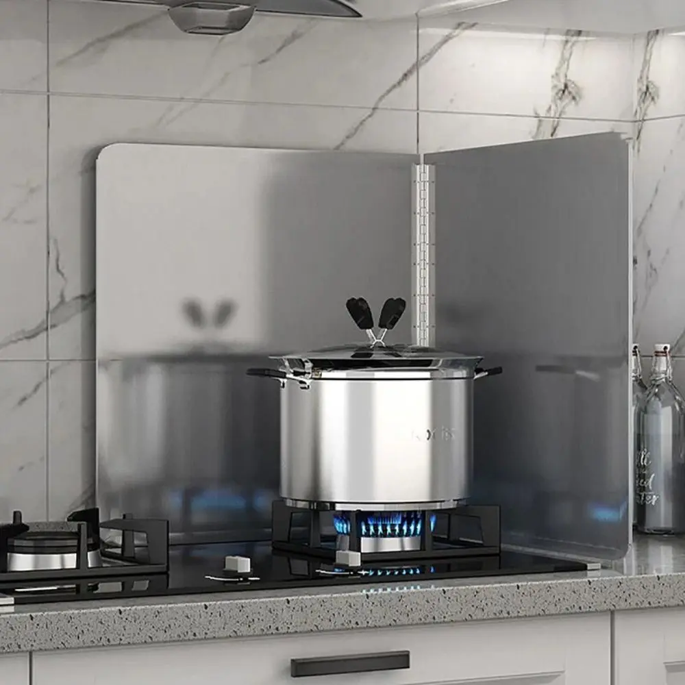 

Stainless Steel Oil Splatter Guard Windproof Foldable Anti Splatter Shield 2 Sheet Silver Splash Proof Baffle Outdoor