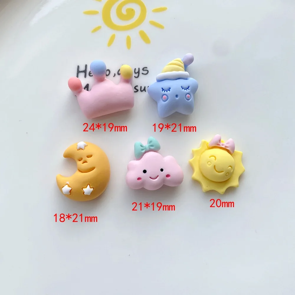 1pcs Resin Accessories Diy Mobile Phone Case Patch Stars Sun Moon Clouds Cartoon Children's Headwear Handmade Materials