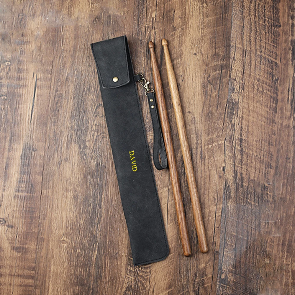 Leder Custom Name Luxus Drumstick Aufbewahrungstasche Gravieren Initialen Band Drum Stick Sleeve Tasche Großhandel Geschenk Wasserdichte Tasche – Detail 7