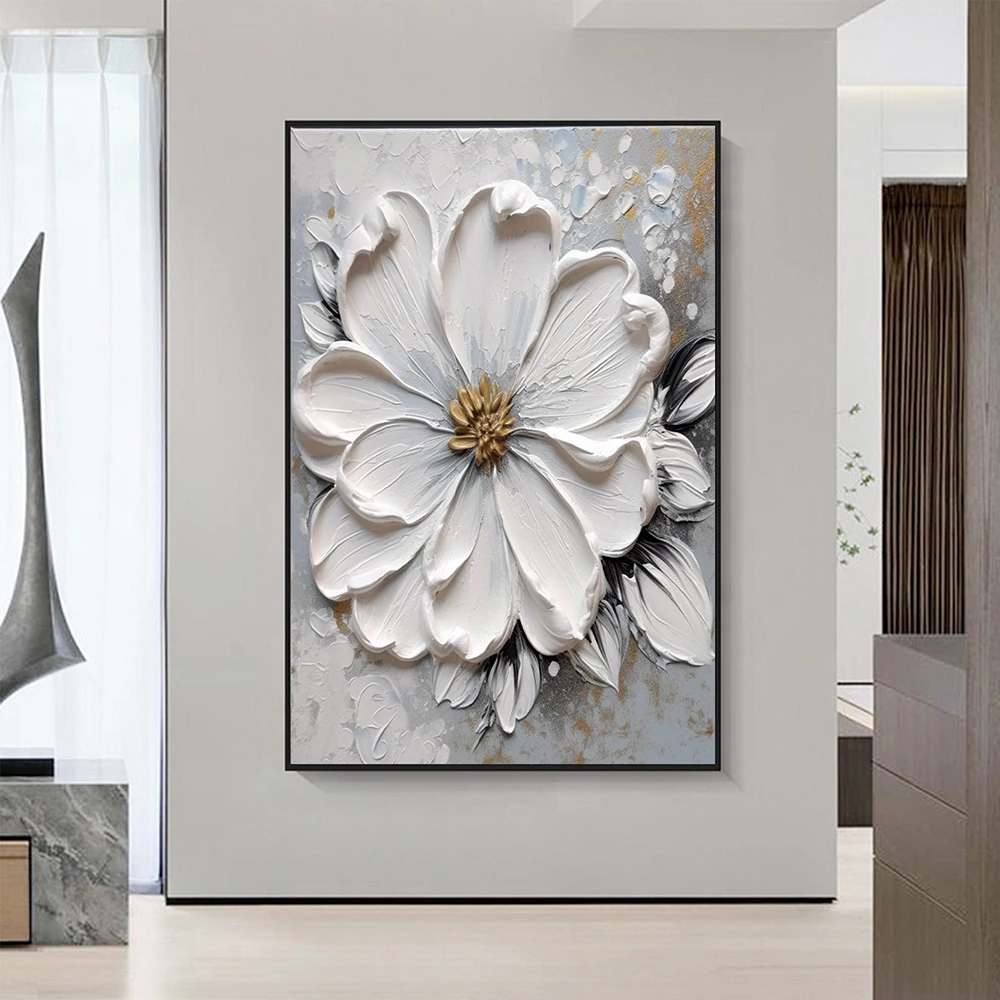 

Handmade Oil Painting Large White Flower Oil Painting Flower Textured Wall Art White Flower Wall Art Painting Floral Wall Decor