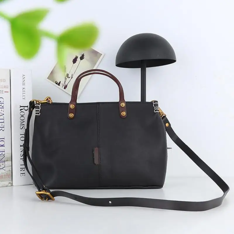 Johnature Vintage Genuine Leather Women Bag Simple Versatile Handbag Natural Cowhide Large Capacity Shoulder & Crossbody Bags