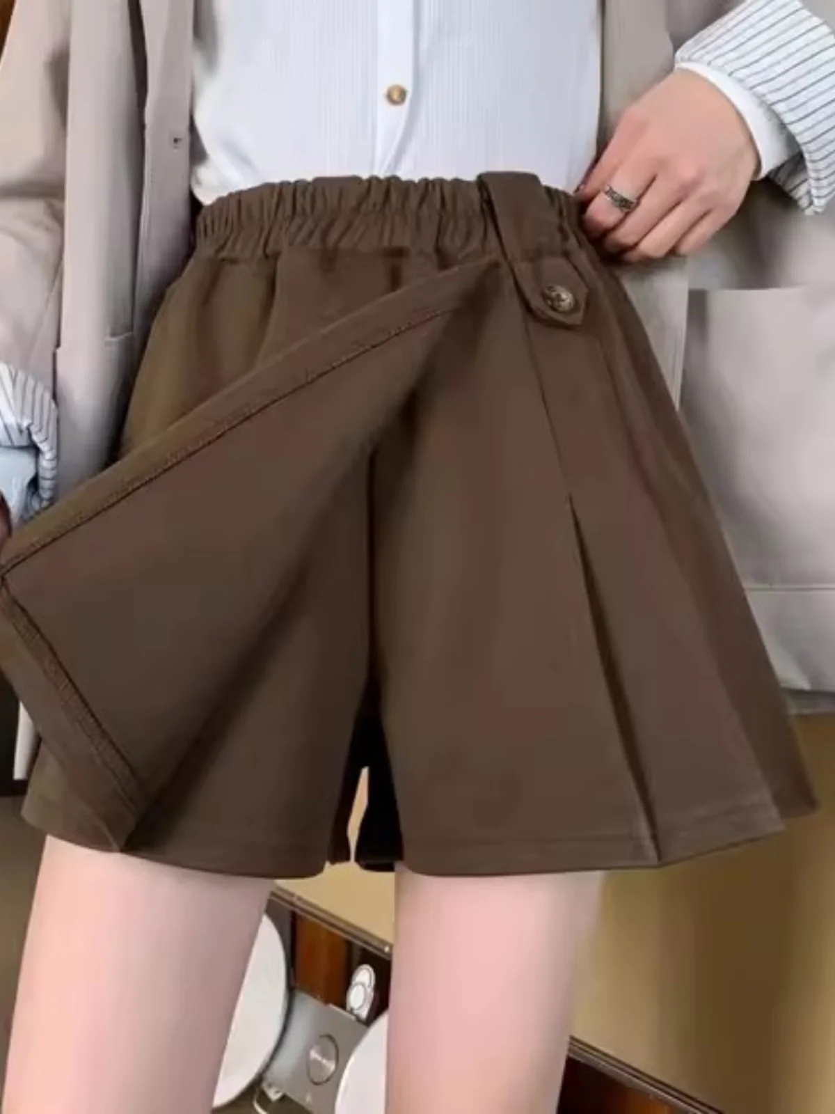 

Юбка женская А-силуэта больших размеров, осенне-зимняя, в клетку, с эластичной талией, шерстяная, с эффектом похудения