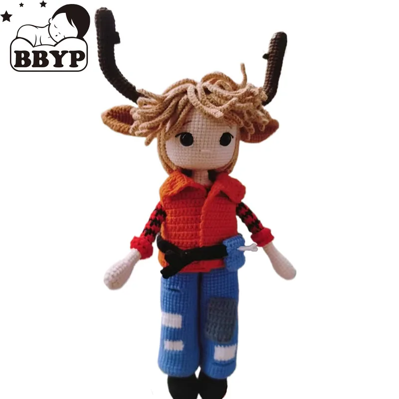 

Hand knitted doll crochet antler boys crochet doll home accessories pattern craft toys ornaments