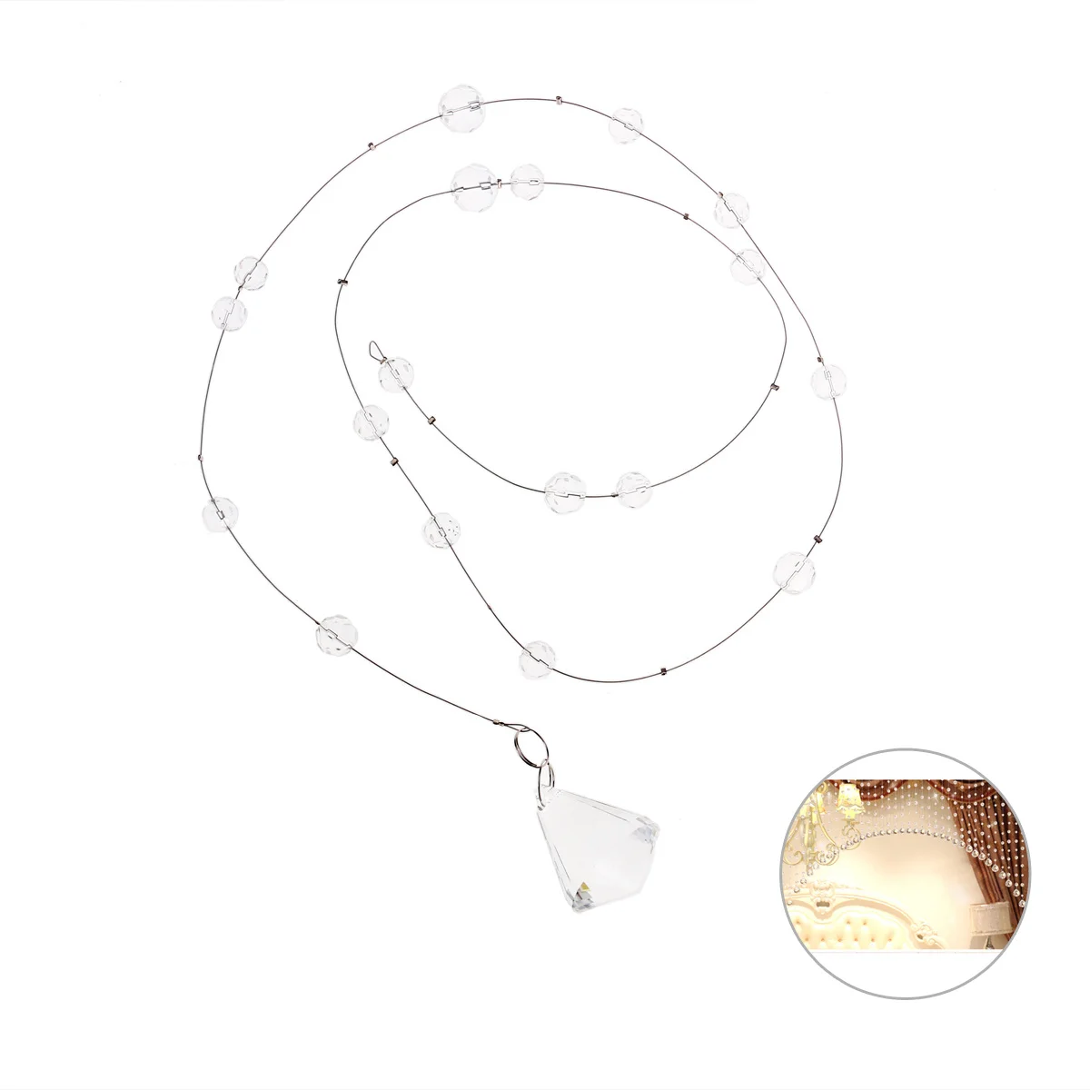 

Awesome Cascading Waterfall Pattern Beads String Curtain for Home Window Door Wedding Club Party Decor Transparent