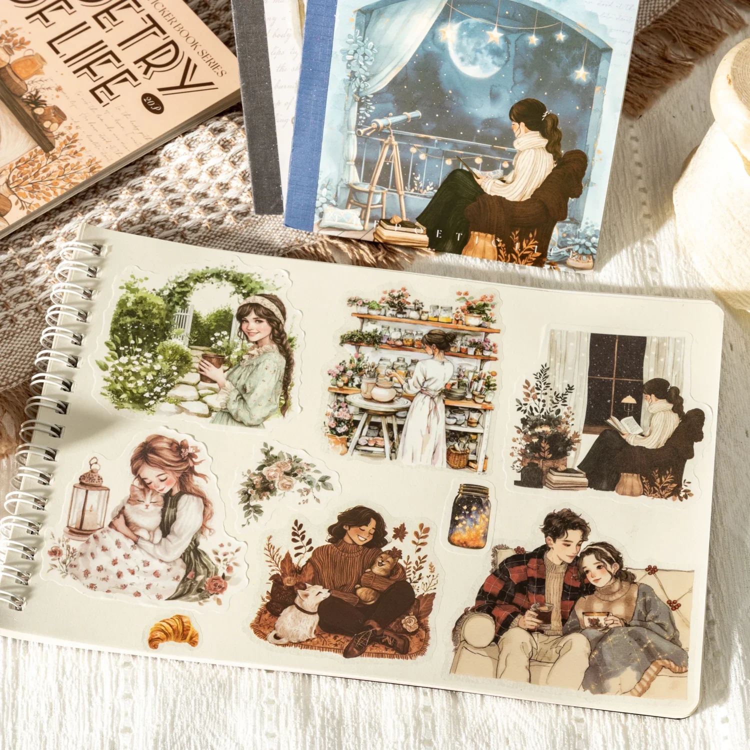 Винтажные принадлежности для скрапбукинга для повседневной жизни, книга-наклейка, креативный декоративный материал, наклейки для дневника, эстетические канцелярские принадлежности