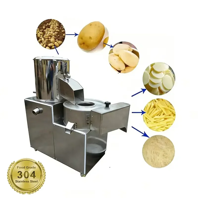 Electric French Fries Potato Chips Cutting Machine Potato Sweet Potato Cassava Washing Peeling and Slicing Machine