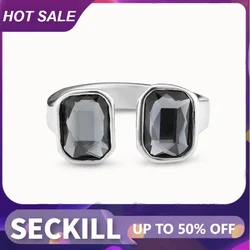 2024 Original Hot selling UNOde50 Jewelry Spain Fashion Elegant Double Gem Open Ring Women's High Quality Jewelry Gift