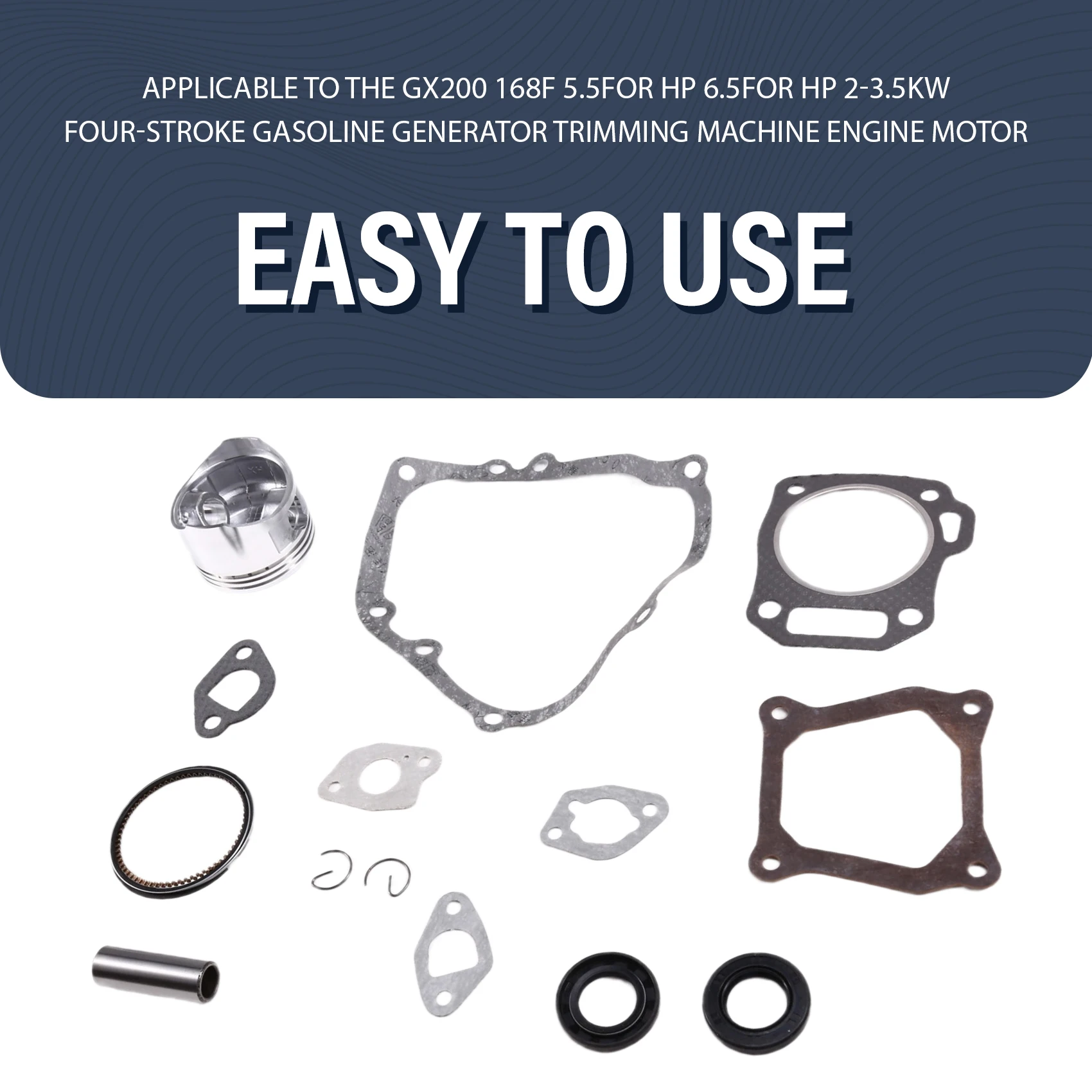 68Mm Piston Rings Gasket Oil Seal Rebuild For Honda GX160 GX200 168F 5.5/6.5-HP 2-3.5Kw 4-Stroke Generator