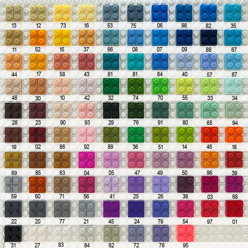 Smartable Bulk Plate 1X1 Building Block Parts 98 Colors For Pixel Art QR Code & LOGO Toys For Mosaic Compatible 3024 2300pcs/Lot