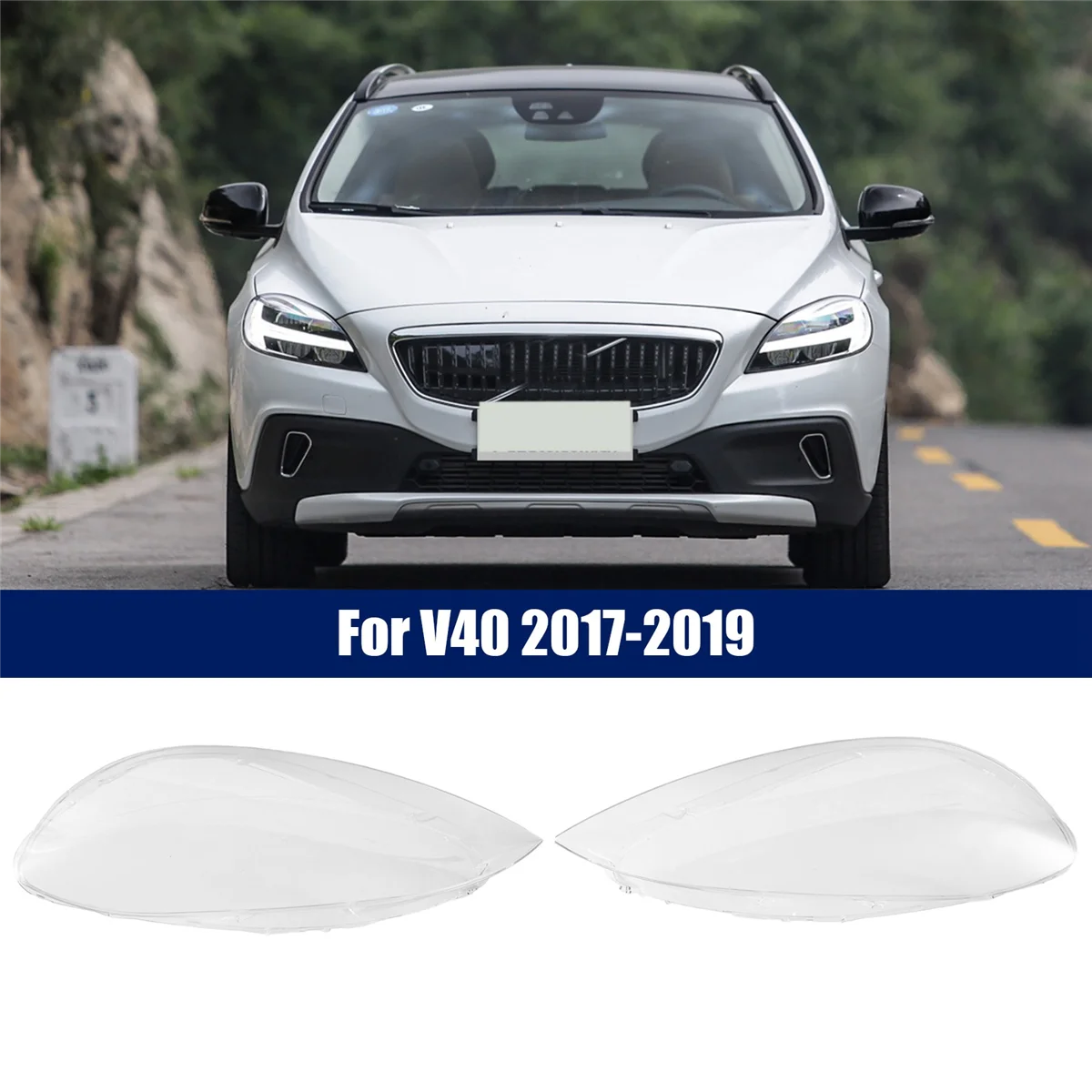 For Volvo V40 2017-2019 Car Transparent Lampshade Head Light Lamp Cover Glasses Lamp Shade Headlight Shell Cover Lens