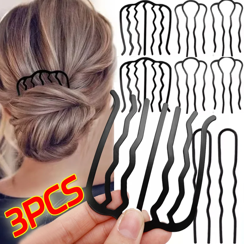 

Black Metal Hairs Fork Clip Women Bride Hair Pin Combs Messy Bun Hairpin Clip Hooks Side Combs Updo Sticks Hairs Styling Tools