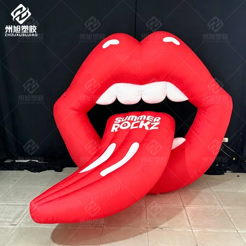 Bespoke Size Party Decoration Inflatable Red Lips,inflatable Red mouth stick out tongue Balloon for Valentine's Day
