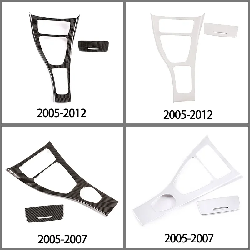 LHD For BMW 3 Series E90 E92 E93 2005-12 ABS Carbon Fiber/Silver Center Console Gear Shift Frame Panel  Sticker Car Accessories