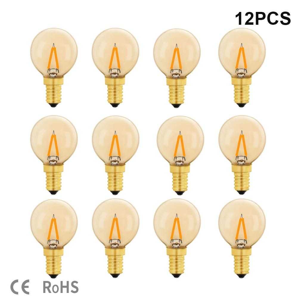 

G40 Vintage Led filament Light Bulb Dimmable 1W E12 E14 Replace String Light Bulbs Amber Class 110V 220V LED Filament Globe Lamp