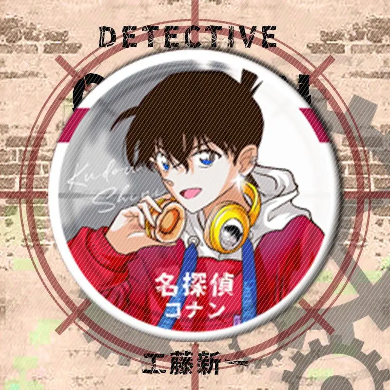 Anime Detective Conan Peripheral Badge Kudo Shinichi Mouri Ran Strange Thief Kidd Student Backpack Pendant Children's Toy Gift