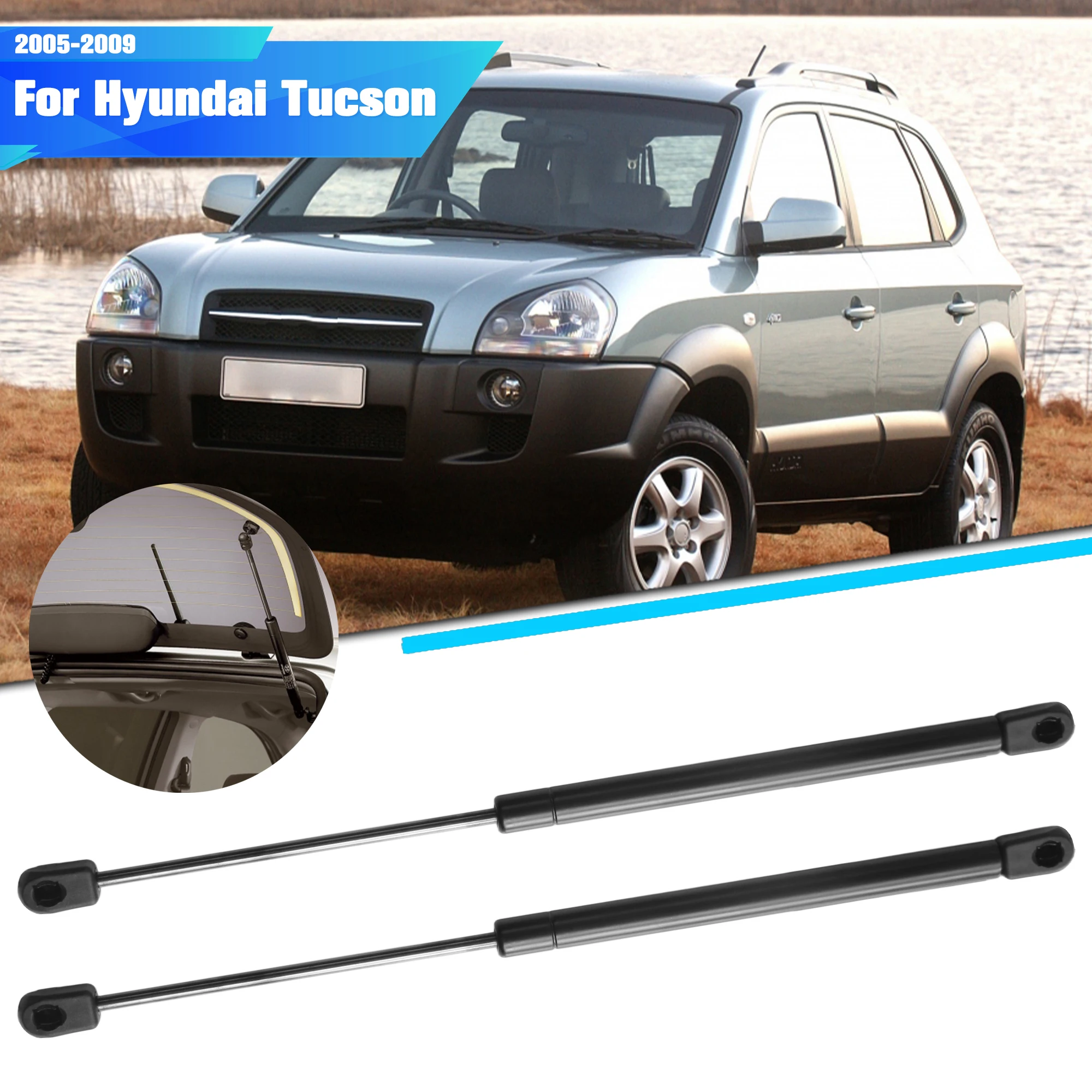 2x para Hyundai Tucson 2005 2006 2007 2008 2009 amortiguadores de resorte de Gas de vidrio para ventana trasera amortiguadores de maletero de coche soportes de elevación SG367011