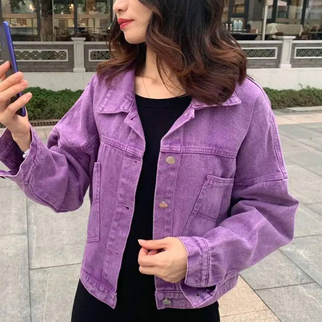 

Denim Coat Women's Spring 2023 New Versatile Casual Loose Short Korean Polo Neck Long Sleeve Top Denim Jacket Women