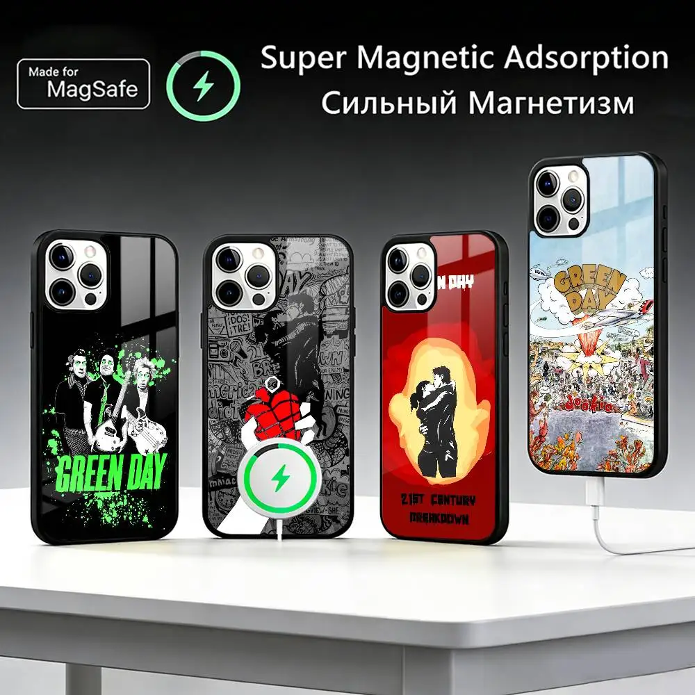 

G-Green Day Band Phone Case For iPhone17,16,15,14,13,12,11 Plus,Pro Max For Magsafe Wireless Charging