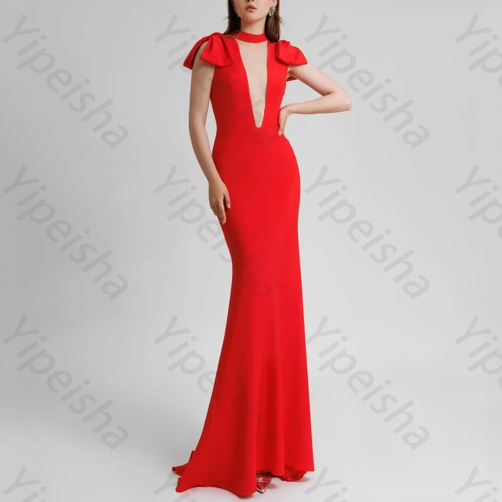 Maßgeschneiderte sexy Abendkleider mit tiefem V-Ausschnitt und ärmellos, elegantes, rückenfreies Promi-Kleid, exquisite, hochwertige Ball- und Partykleider