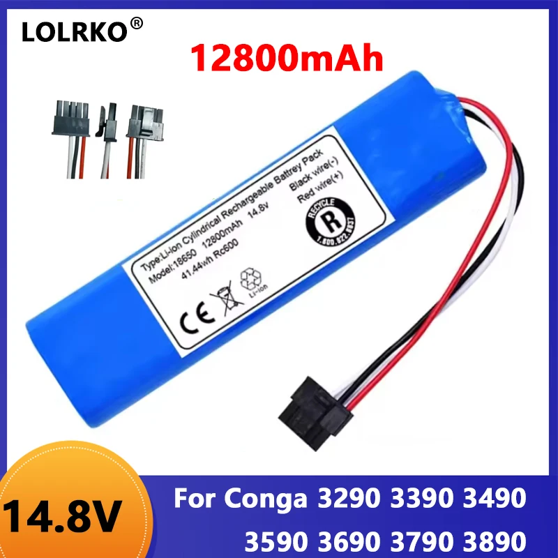 New 14.8V 12800mAh 4S1P Li-ion Battery Good Quality For CECOTEC Conga 3290 3390 3490 3590 3690 3790 3890 Robot Vacuum Cleaner