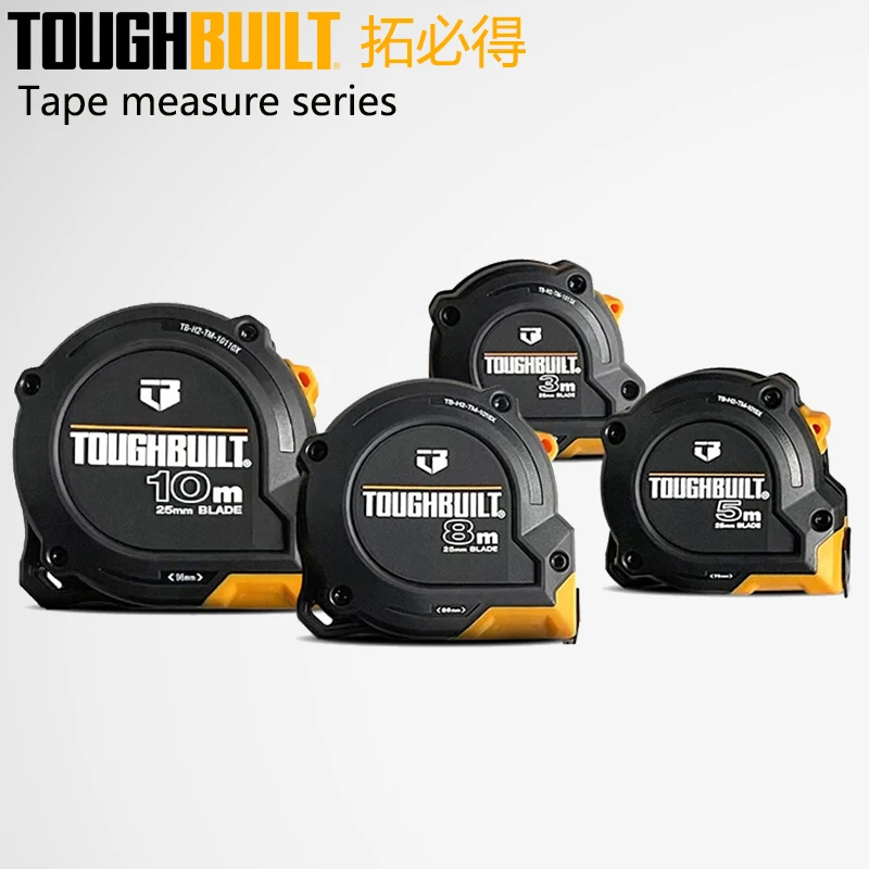 TOUGHBUILT Original Tape Measure 3/5/8/10M Nylon Coating Rugged Housing Ergonomic Grip Measuring Hand Tools