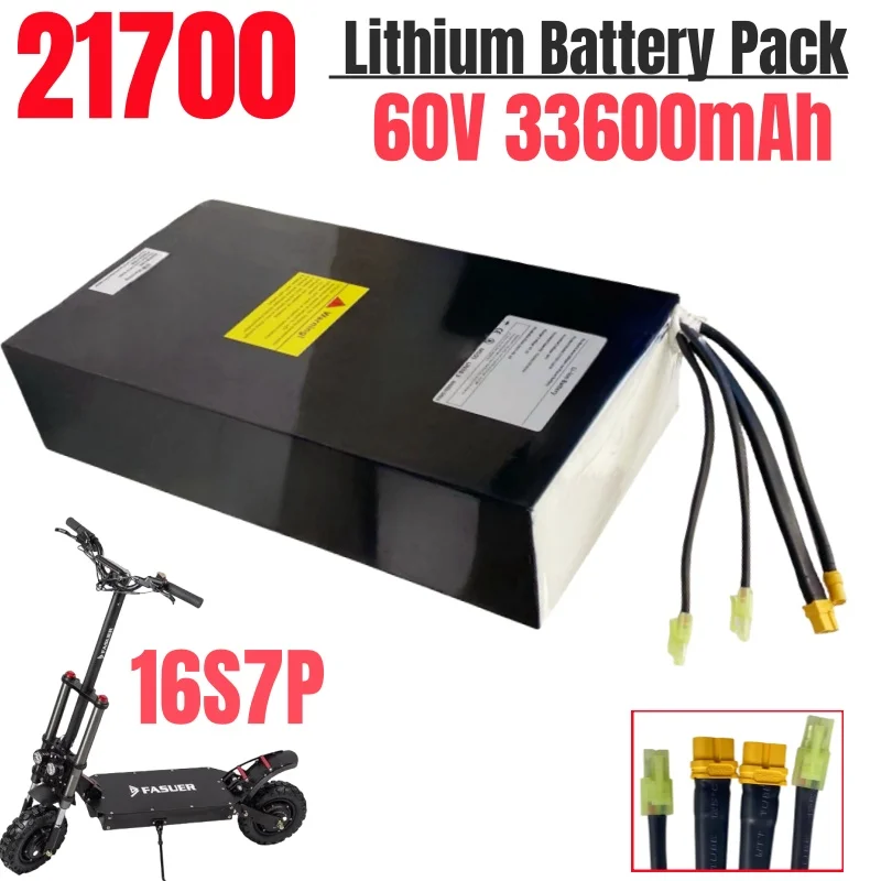 

21700 Rechargeable Lithium Battery Pack 16S7P 60V 33600mAh Suitable For Dual Drive Scooter Battery，with BMS