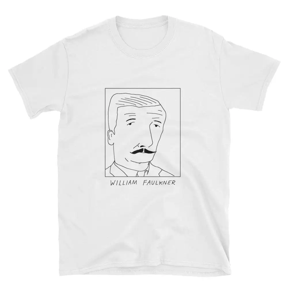 Badly Drawn Authors William Faulkner T Shirt FREE Worldwide Delivery