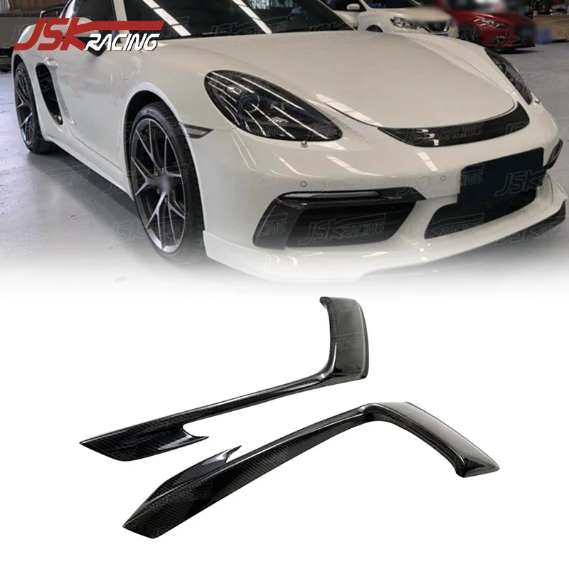 

Tech Style Carbon Fiber Front Bumper Fog Cover For 2016-2018 Porsche Cayman 718