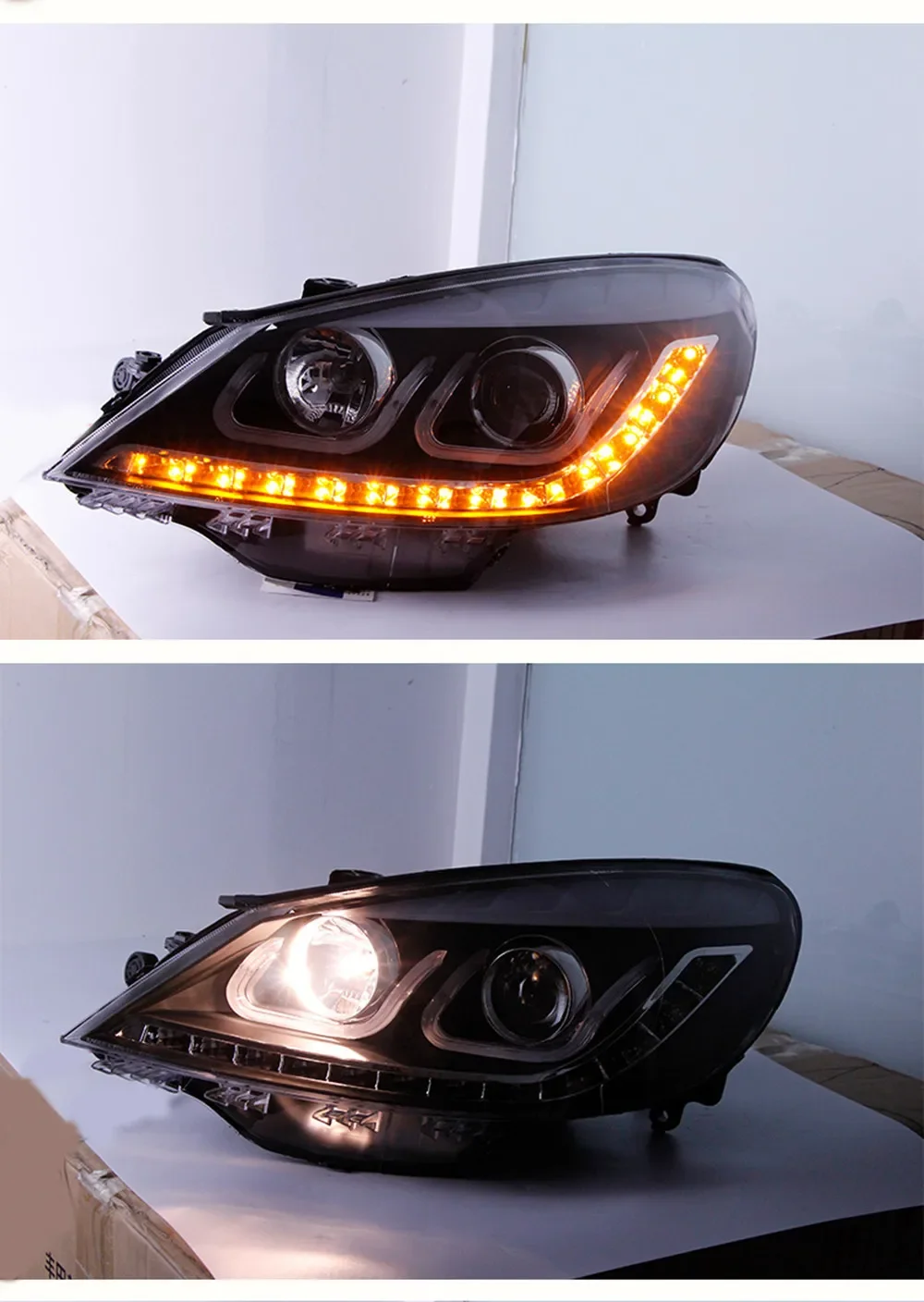 LED Head Lamps For Volkswagen vw  Lavida 08-11 Headlights LED DRL Double U Xenon Lens Angel Eye Auto Accessories 2pcs