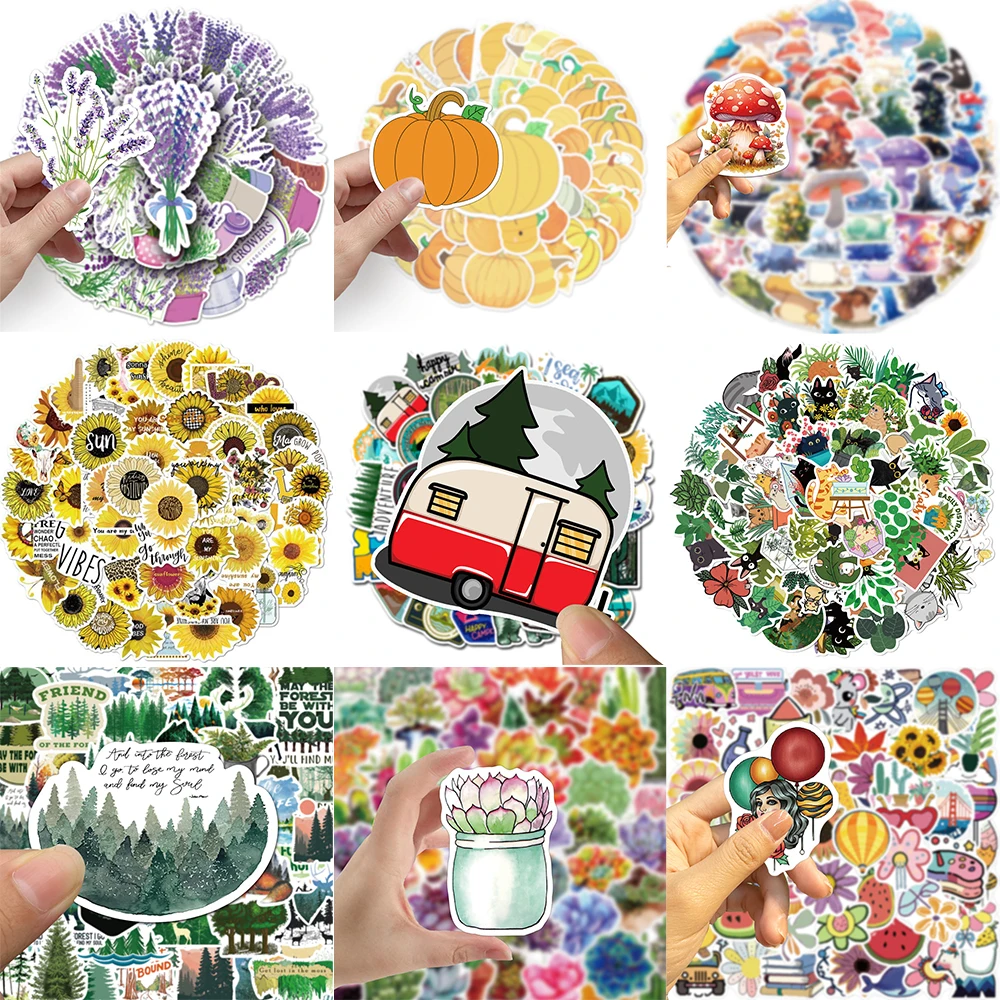 10/30/50PCS Fashion Natural Plant Sticker Series Cartoon Graffiti DIY Helmet Skateboard Cup Laptop Luggage Decoration Wholesale