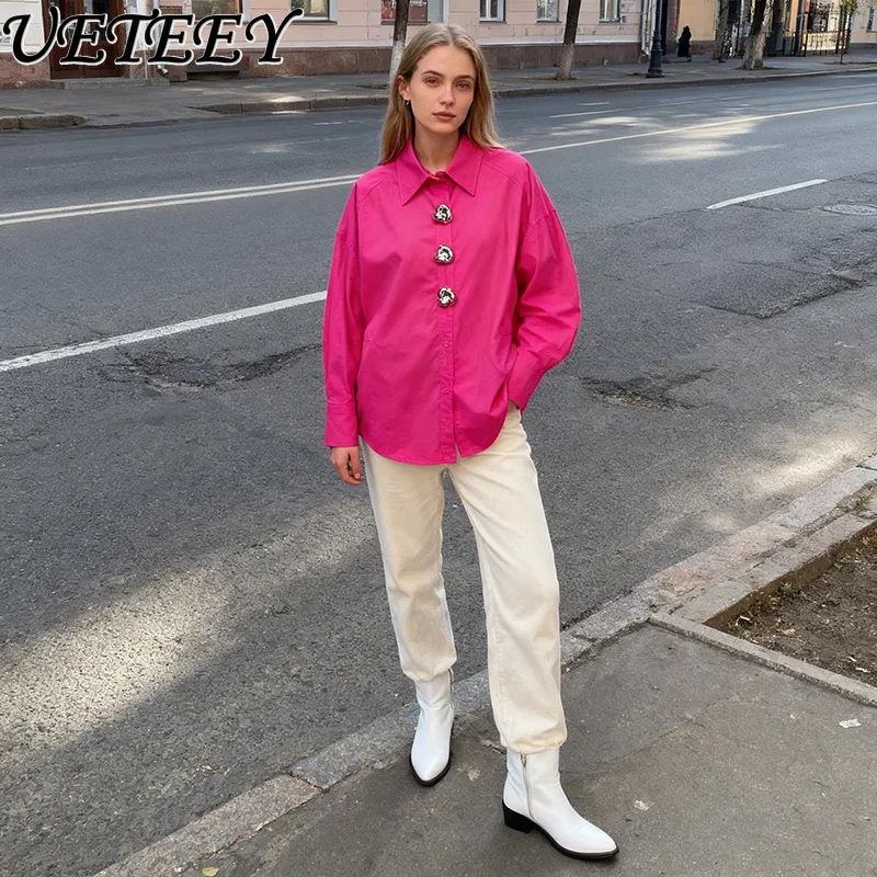 

Повседневная элегантная нишевая рубашка на пуговицах в японском корейском стиле, осень 2023, новая свободная простая модная белая черная блузка, топ для женщин