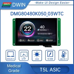 DWIN-Módulo táctil inteligente LCD, revestimiento Conformal de grado médico, IPS LCD RS232/RS485 UART, HMI, dmg80480k050 _ 03w, 5 pulgadas, 800x480 píxeles