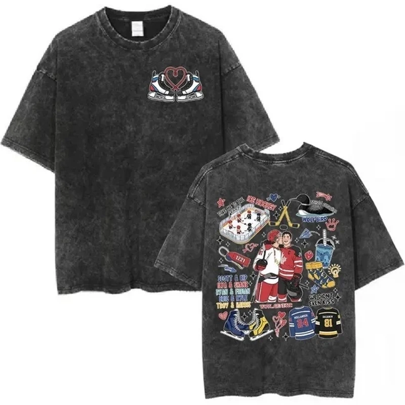Vintage Washed Heated T-shirts Men Women Clothing Fashion Short Sleeve Oversized T Shirts Streetwear